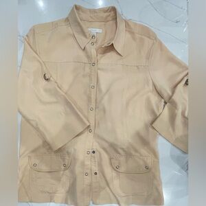 Chico's Cream Colored Blouse with Snaps. Size 2